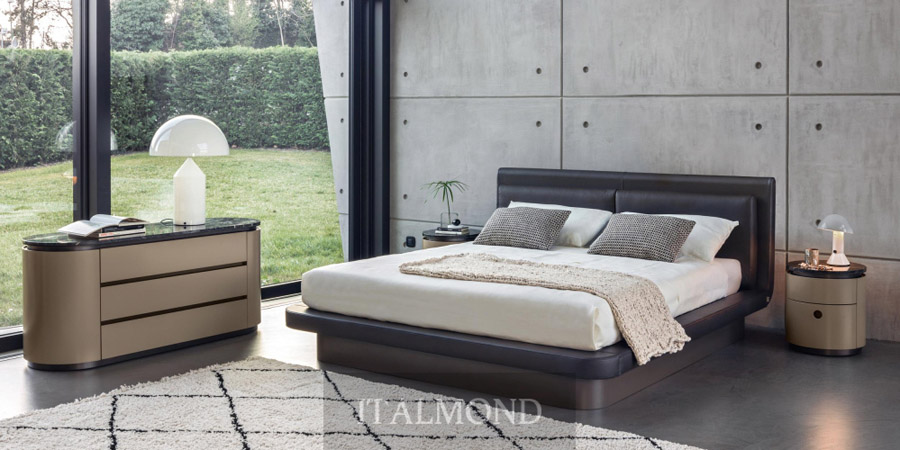 Спальня в стиле минимализм с панорамным окном