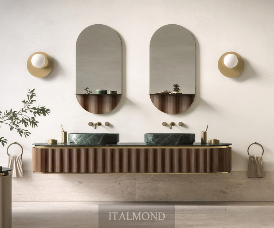 Двойная раковина с овальными зеркалами