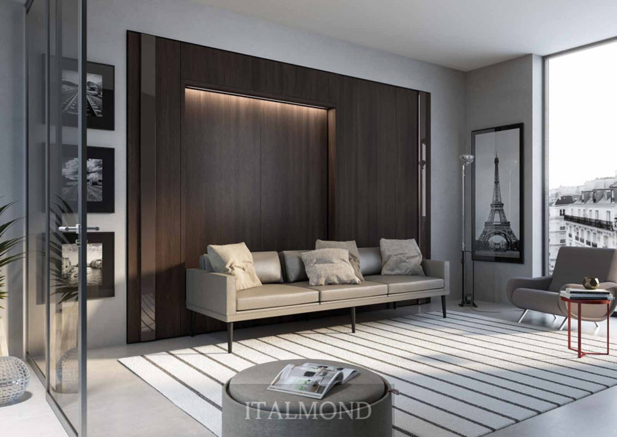 Гостинная с встроенным освещением и современным дизайном